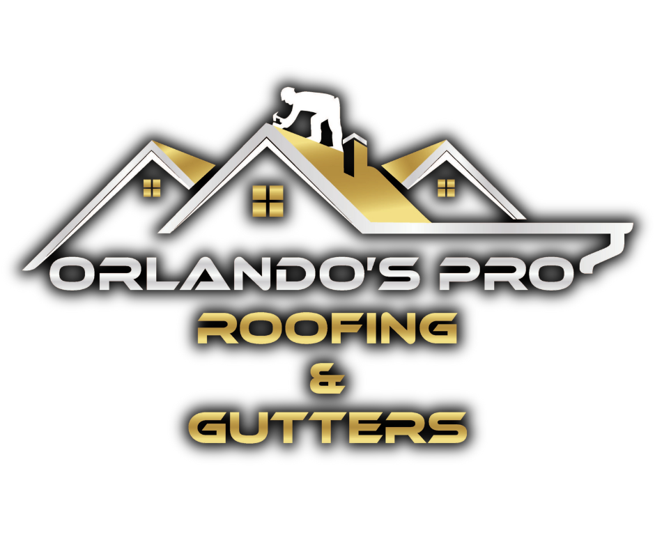 Logo: House silhouette, golden roof, worker, 