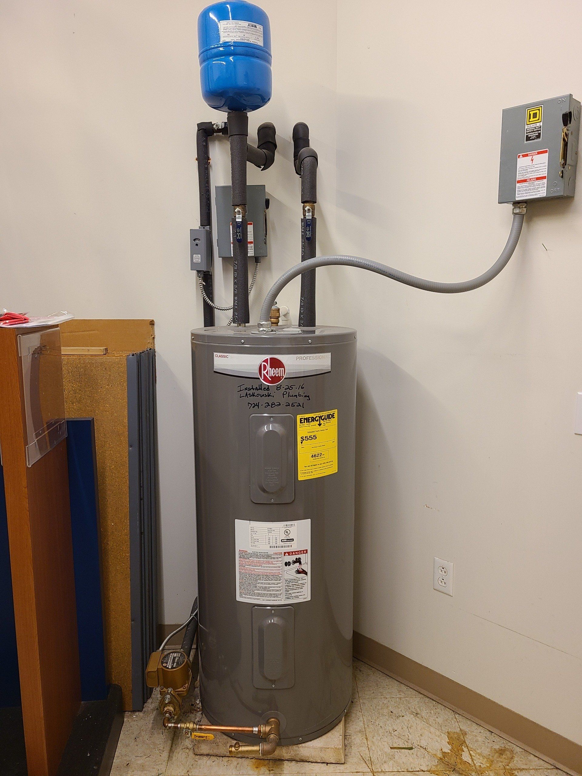 A home in New Castle, PA, with a water heater replacement