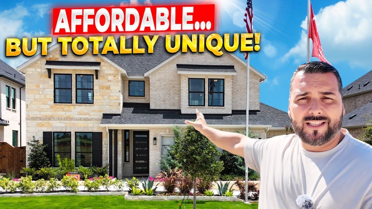 A man standing in front of a house that is affordable but totally unique
