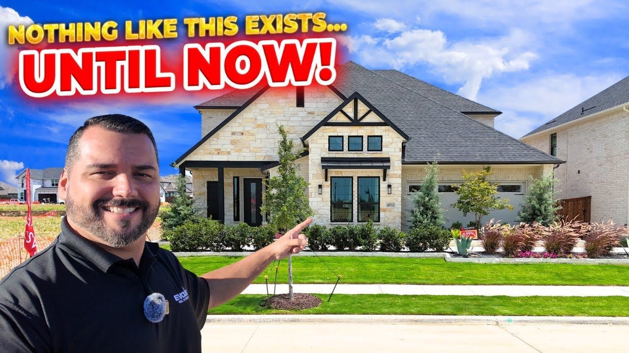 A man is pointing at a house that is for sale.