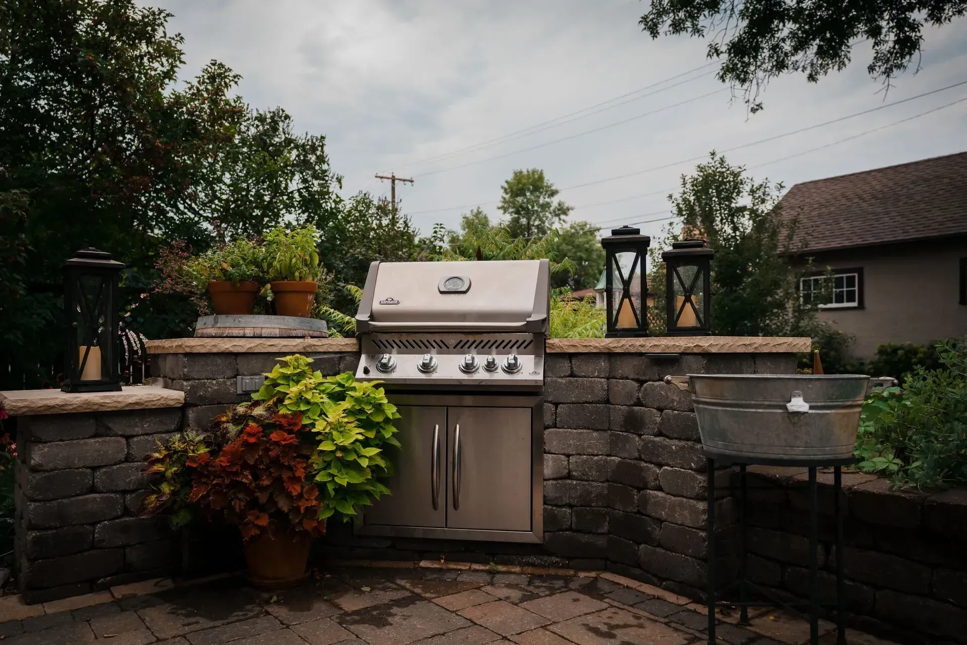 A stainless steel grill 