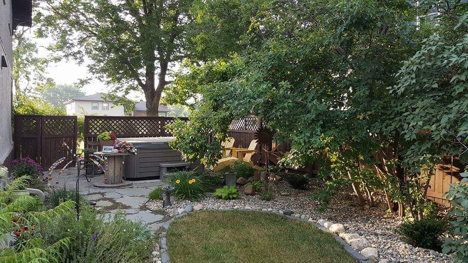 Hot tub in backyard