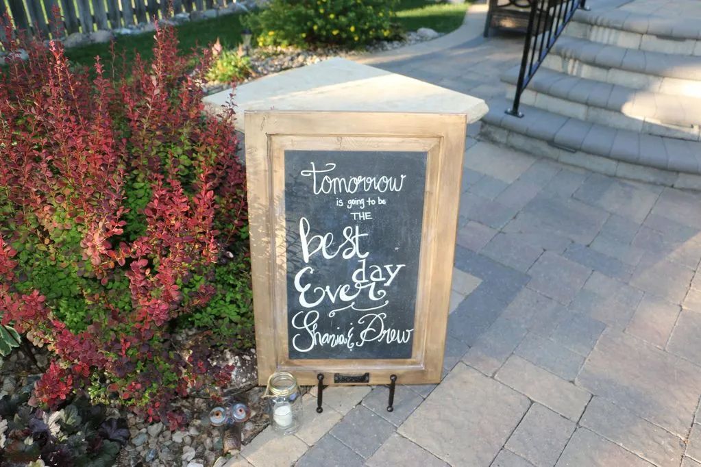 A chalkboard sign
