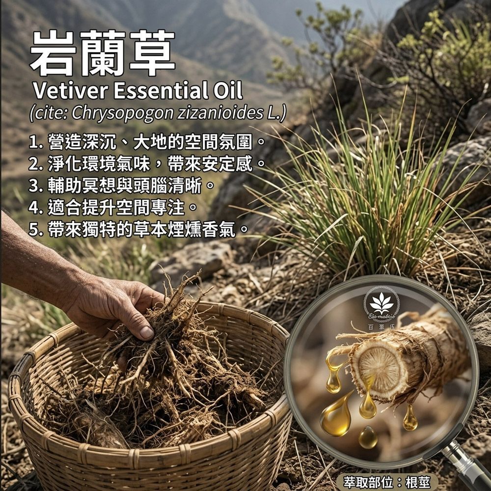 岩蘭草精油香根草Vetiver純精油10ml環境擴香、空間調理使用