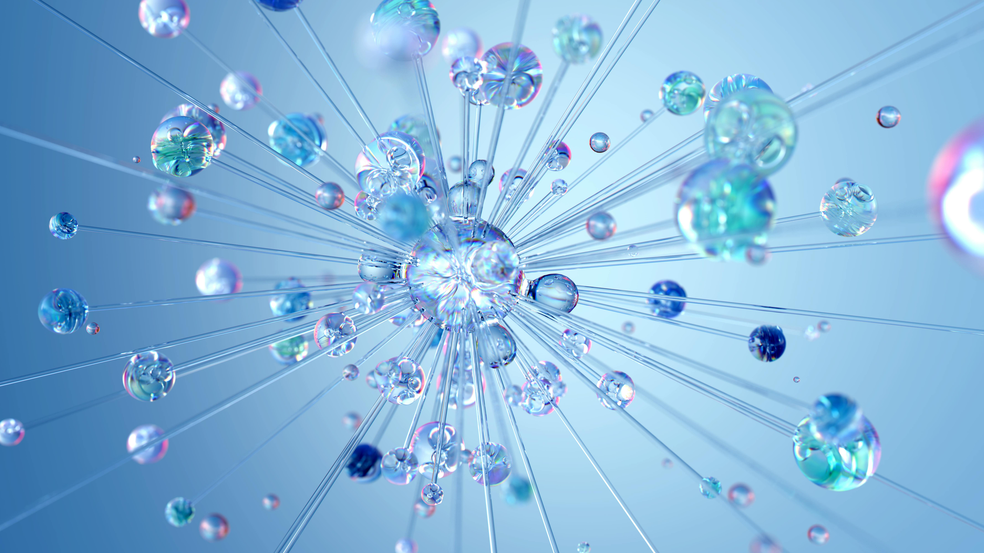 Abstract blue spheres connected by lines.