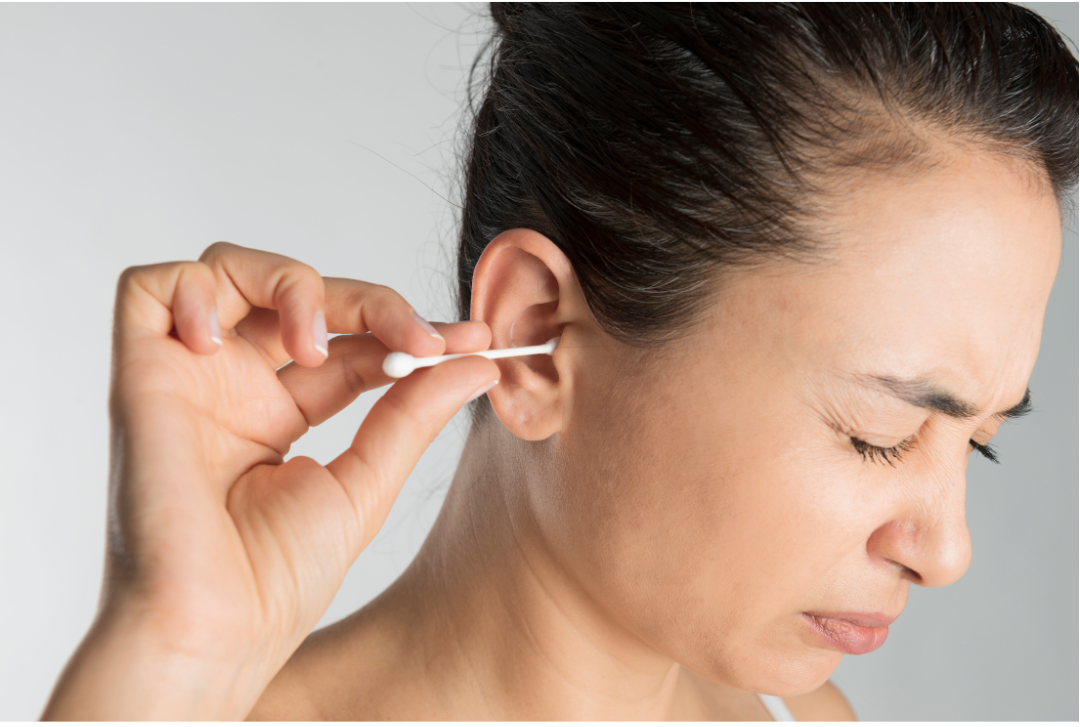 Cotton swab in ear picture