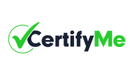 A logo for a company called certify me with a green check mark.