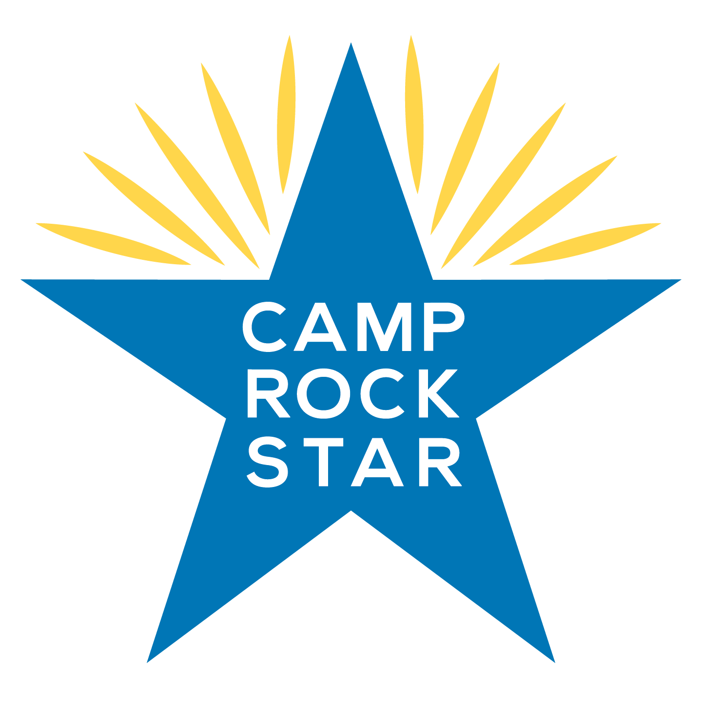 A blue star with camp rock star written on it