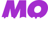 Logo for Mo Knows Marketing Agency LLC is written in purple and white on a clear background designed by Morgan René Doscher.
