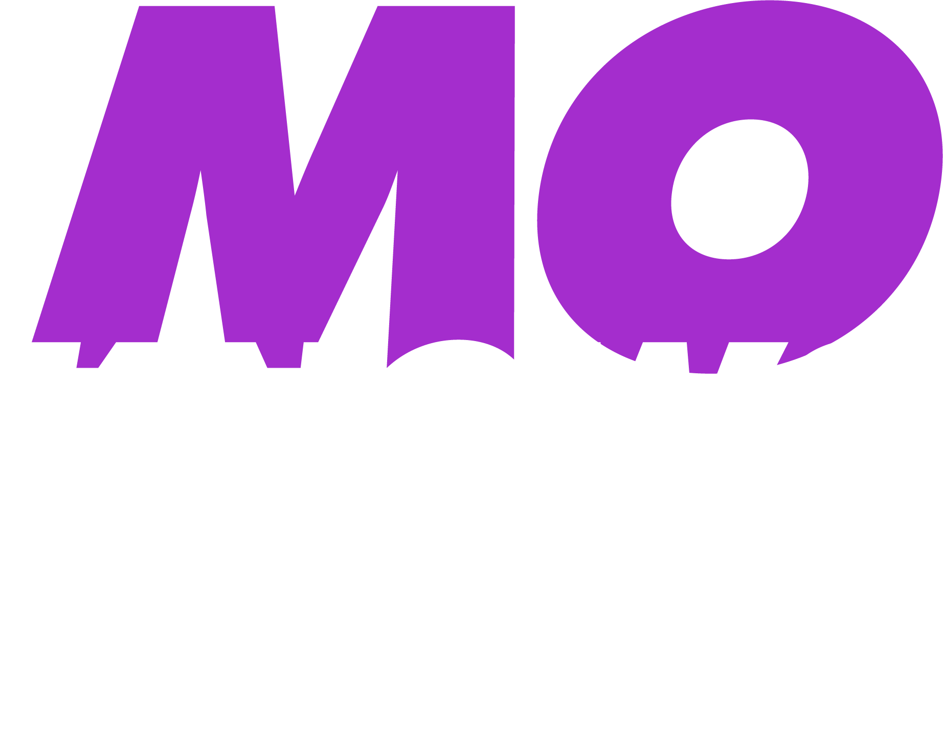 Logo for Mo Knows Marketing Agency LLC is written in purple and white on a clear background designed by Morgan René Doscher.