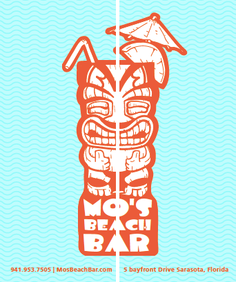 A poster for mo 's beach bar in sarasota florida