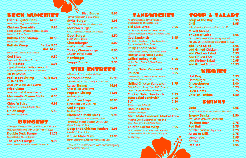 A menu for a restaurant with a flower on it