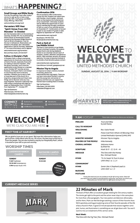 A black and white flyer with the words `` welcome to harvest '' on it.