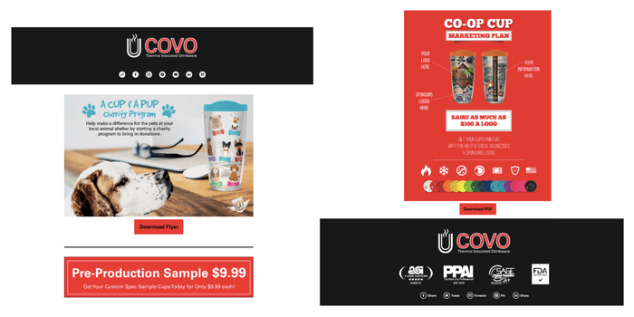 A bunch of advertisements for a company called ucovo