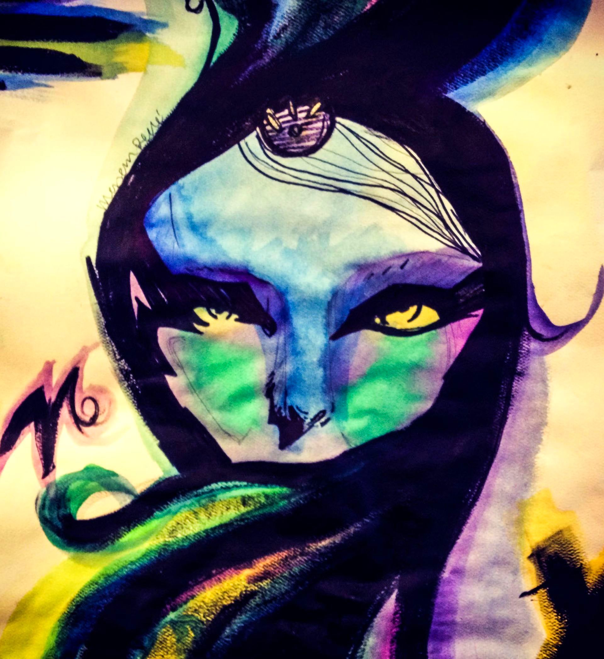 A painting of a woman with a crown on her head