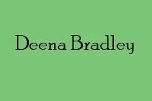 Deena Bradley text in black on a green background.
