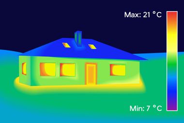Immagine termica di una casa, che mostra la distribuzione del calore