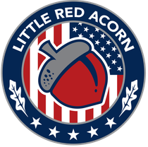 Little Red Acorn corporate logo with red, white, blue, and gray colors. Little Red Acorn is a local nonprofit 501(c)(3) that supports the trades 