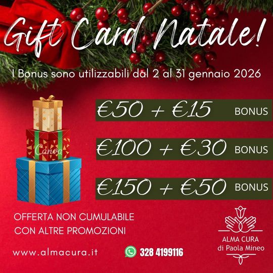Acquisti la card per fare un regalo a un tuo caro e utilizzi per te il bonus come sconto nel mese di gennaio!
