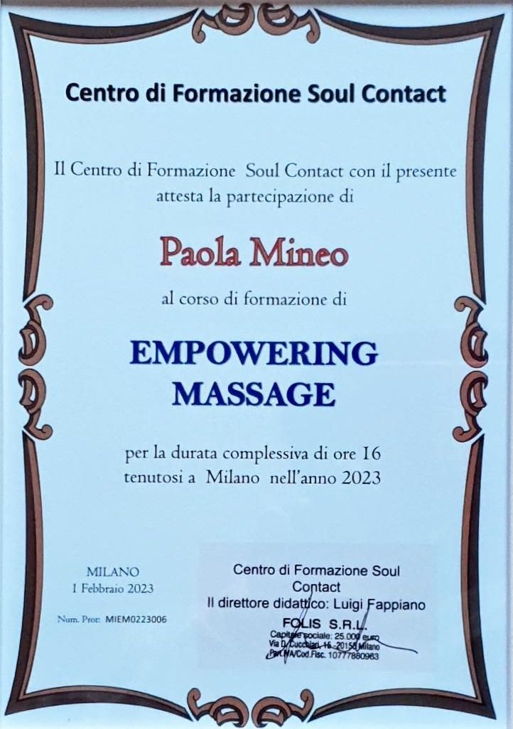 ALMA CURA di Paola Mineo - Attestato
