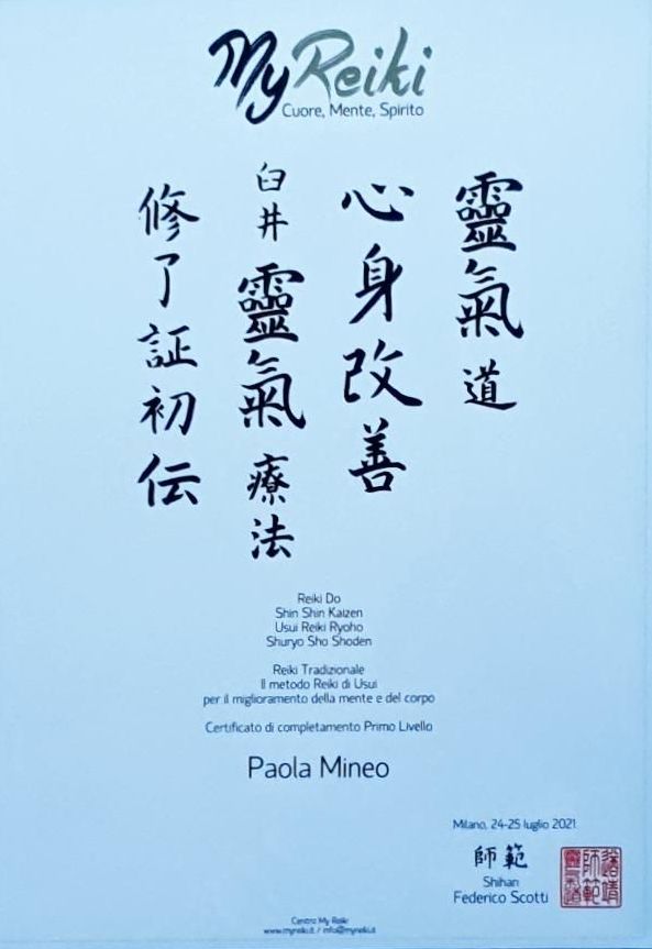 ALMA CURA di Paola Mineo - Attestato