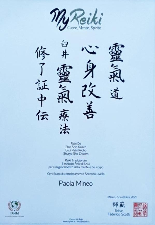 ALMA CURA di Paola Mineo - Attestato