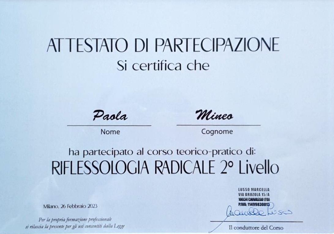 ALMA CURA di Paola Mineo - Attestato