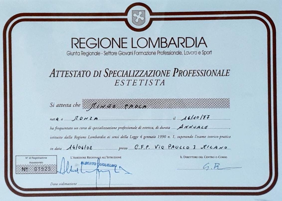 ALMA CURA di Paola Mineo - Attestato