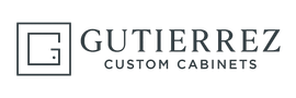 Logo for Gutierrez Custom Cabinets, featuring a geometric G design and company name.