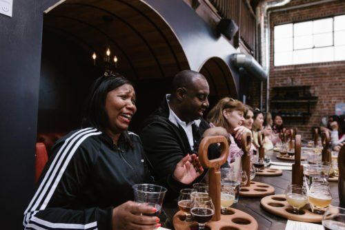 Guests enjoy local Oakland beer at Original Pattern Brewing Company.