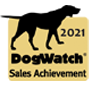 A silhouette of a dog standing next to the words `` dogwatch sales achievement ''.