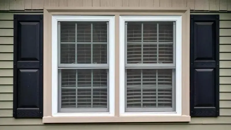 A house with two windows and black shutters