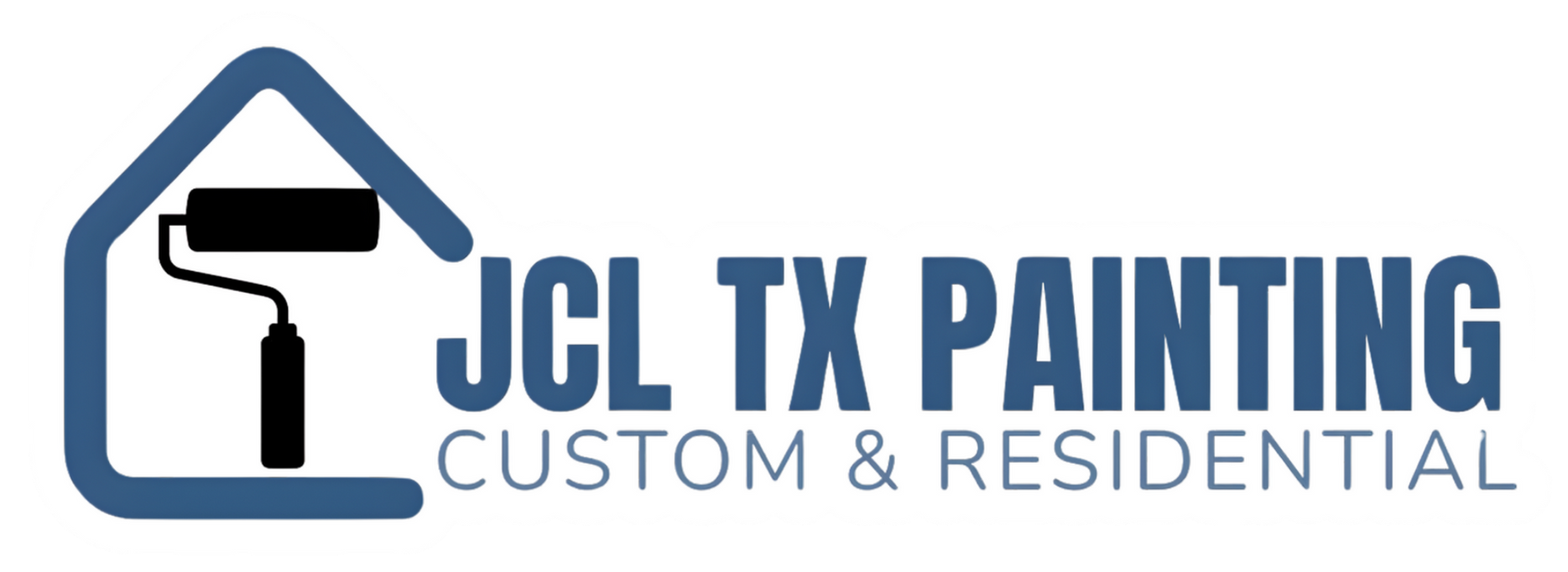 JCL IX Painting logo with blue house outline and paint roller; &ldquo;Custom & Residential&rdquo; text