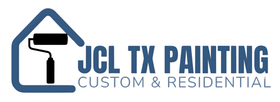 JCL IX Painting logo with blue house outline and paint roller; &ldquo;Custom & Residential&rdquo; text