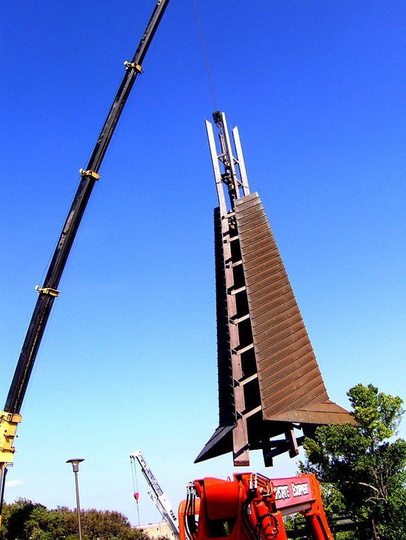 a crane with lifting a steel reinforced roof