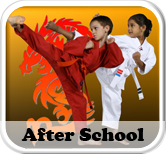 a boy and a girl are practicing karate together .
