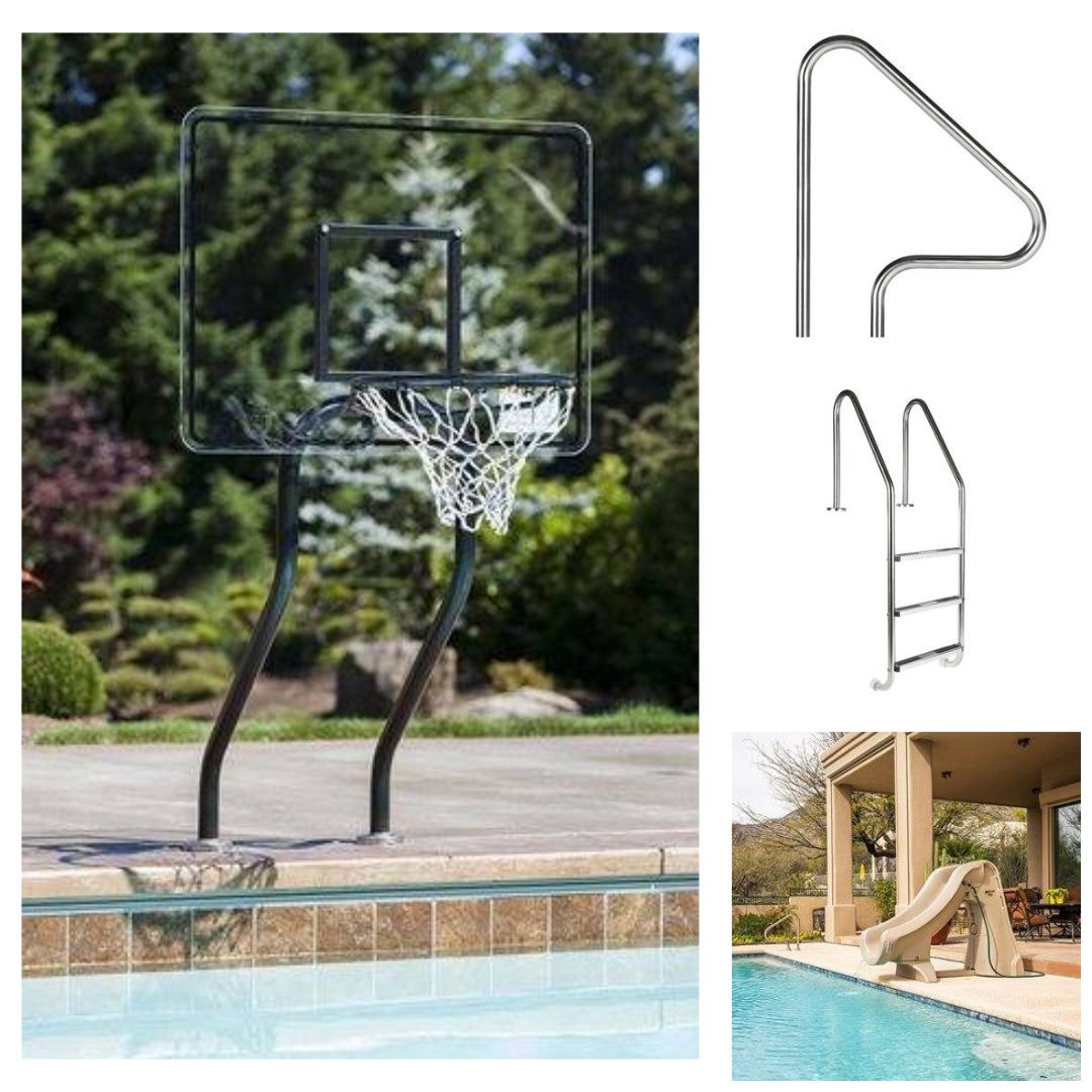 A Staircase Leading To A Swimming Pool With Blue Water — NQ Pool Supplies in Smithfield, QLD