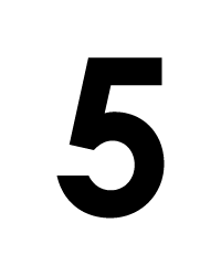 Black number 5 against a white background.