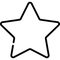 Outlined five-point star icon with black border on white background
