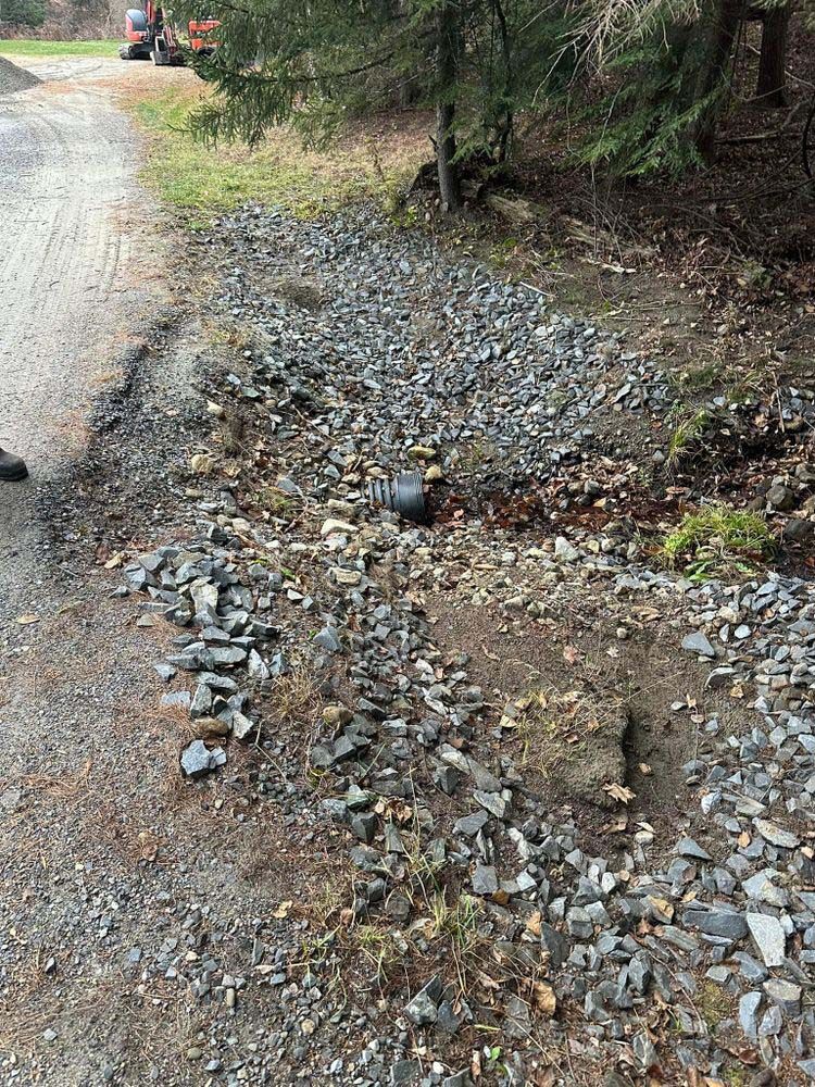 A gravel road with a lot of rocks on the side of it.