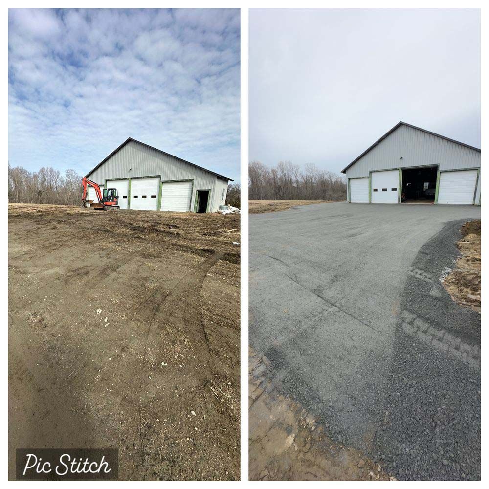 A before and after picture of a garage with the caption pic stitch