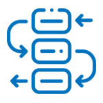 A blue icon of arrows pointing in opposite directions.