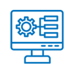 A computer monitor with a gear on the screen.