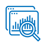 A magnifying glass is looking at a graph on a computer screen.