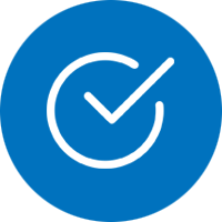 A blue circle with a white check mark inside of it.
