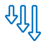 Three blue arrows pointing in opposite directions on a white background.