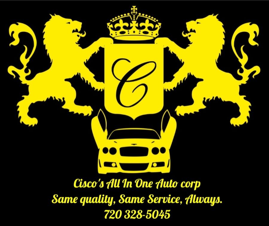Yellow logo for Cisco's Auto Corp: Lions, crown, shield with 