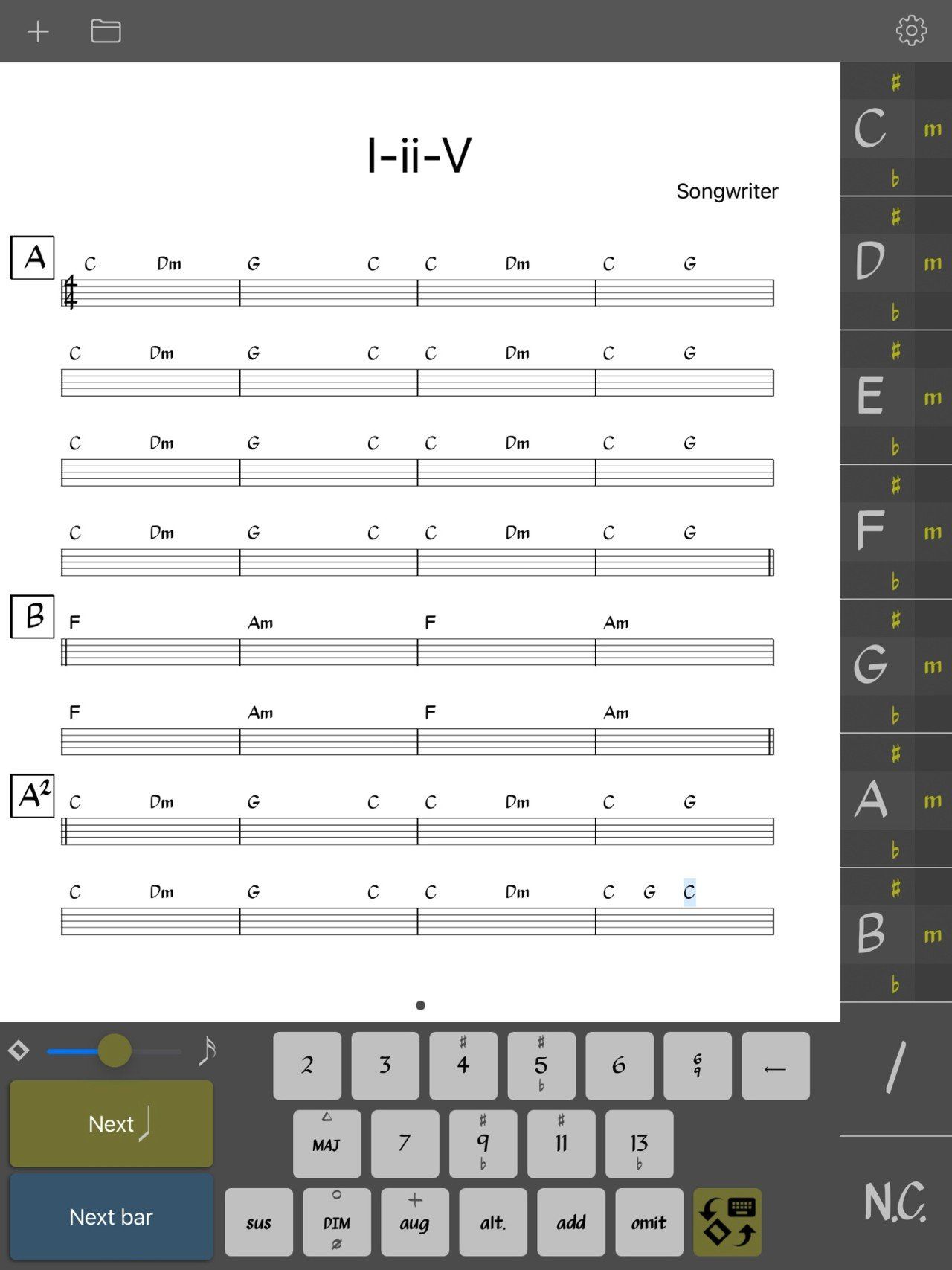 I-ii-V chord progression example