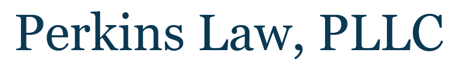 A logo for perkins law llc is shown on a white background