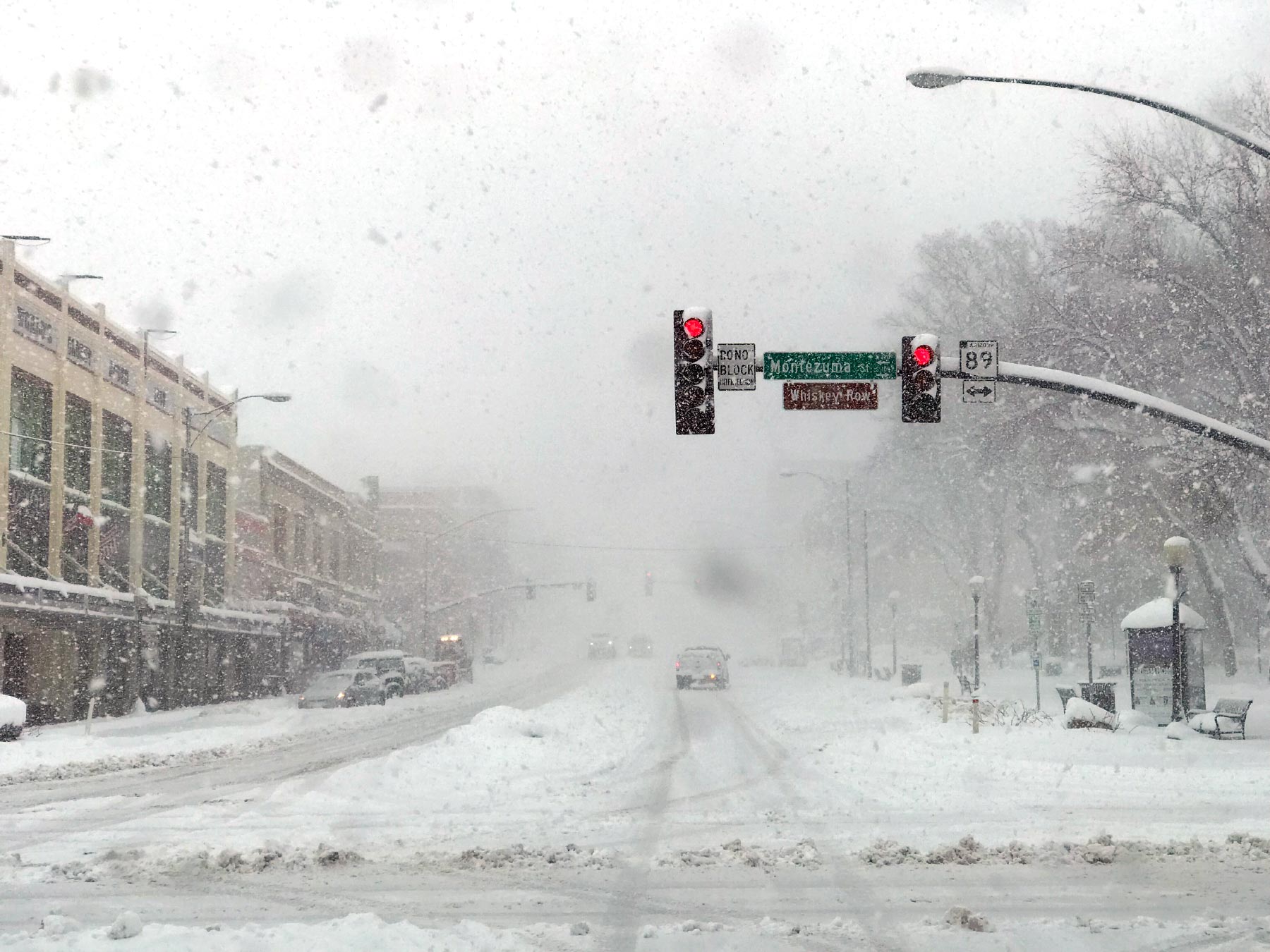 Snowy Stop Light — Prescott, AZ — Jonny's Tree & Landscaping Co., LLC